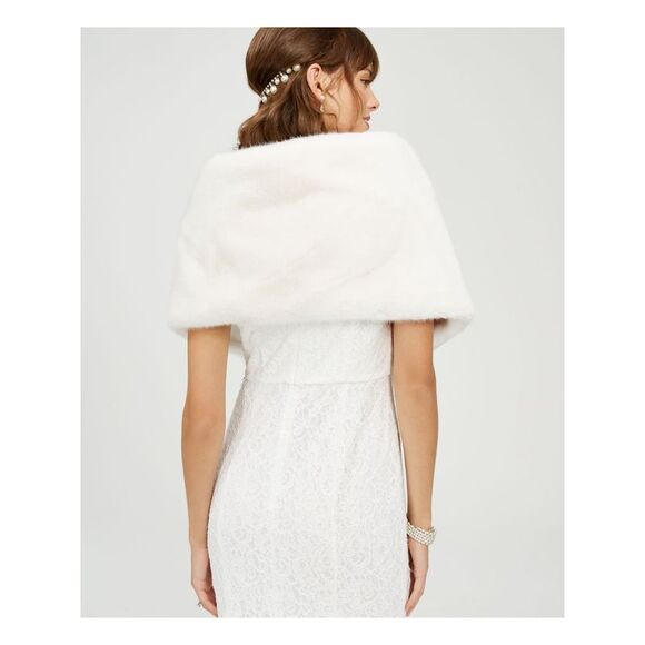 ADRIANNA PAPELL Womens White Acrylic Embellished Shawl - Picture 2 of 3